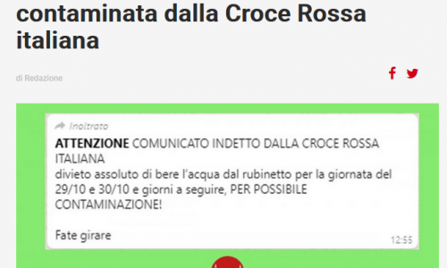 #Oscardellabufala2018: Catena WhatsApp, non bevete acqua del rubinetto contaminata dalla Croce Rossa italiana #biblioverifica