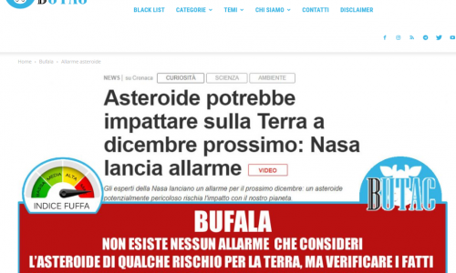 #Oscardellabufala2019: Allarme asteroide #biblioverifica @butacit