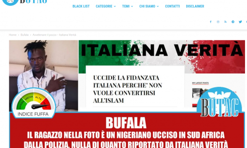 #Oscardellabufala2019: UCCIDE LA FIDANZATA ITALIANA PERCHE’ NON VUOLE CONVERTIRSI ALL’ISLAM #biblioverifica @butacit