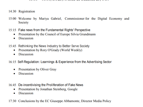 EVENTI: #EU “Colloquium on #FakeNews and Disinformation Online” #video integrale e slide