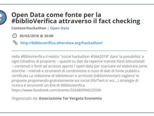 EVENTI: #SAA2018 Open Data come fonte per la #biblioVerifica attraverso il #factchecking