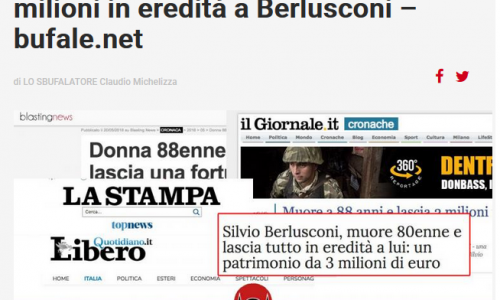#oscardellabufala2018: Muore 80enne e lascia 3 milioni in eredità a Berlusconi #biblioVerifica