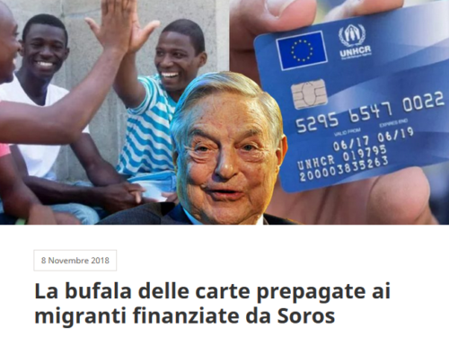 #Oscardellabufala2018: carte prepagate ai migranti finanziate da Soros #biblioverifica