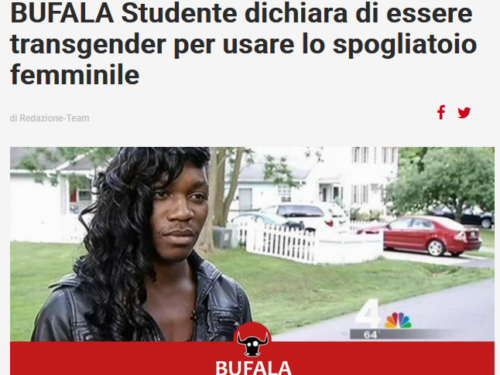 #oscardellabufala2018: Studente dichiara di essere transgender per usare lo spogliatoio femminile #biblioVerifica